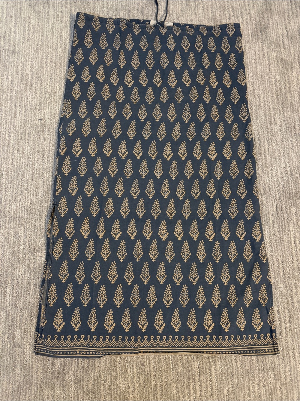 Abercrombie & Fitch Navy Blue Maxi Skirt with Gold Paisley Print